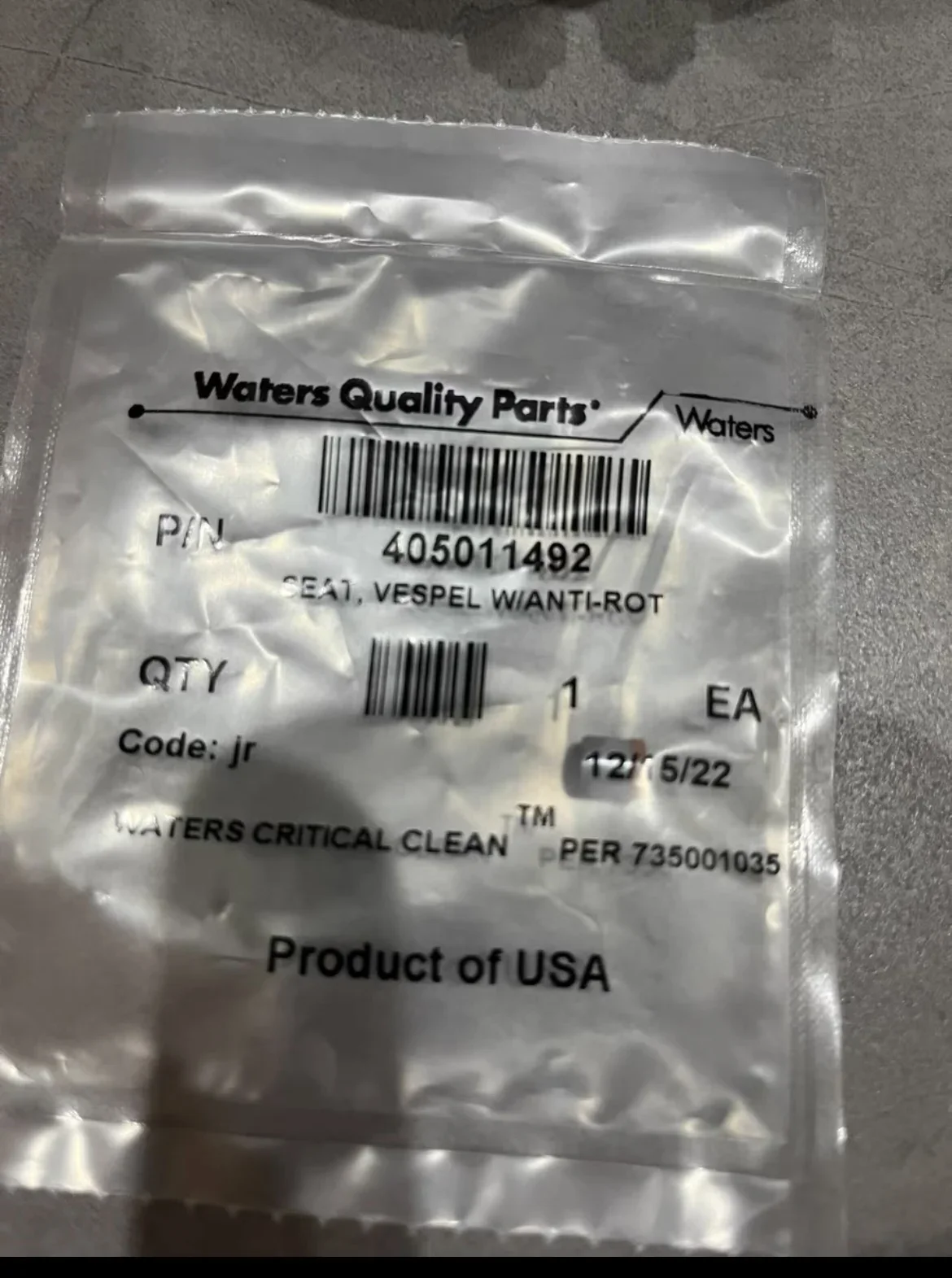 

Waters, UPLC needle seat gasket, item number 405011492, brand new and unopened