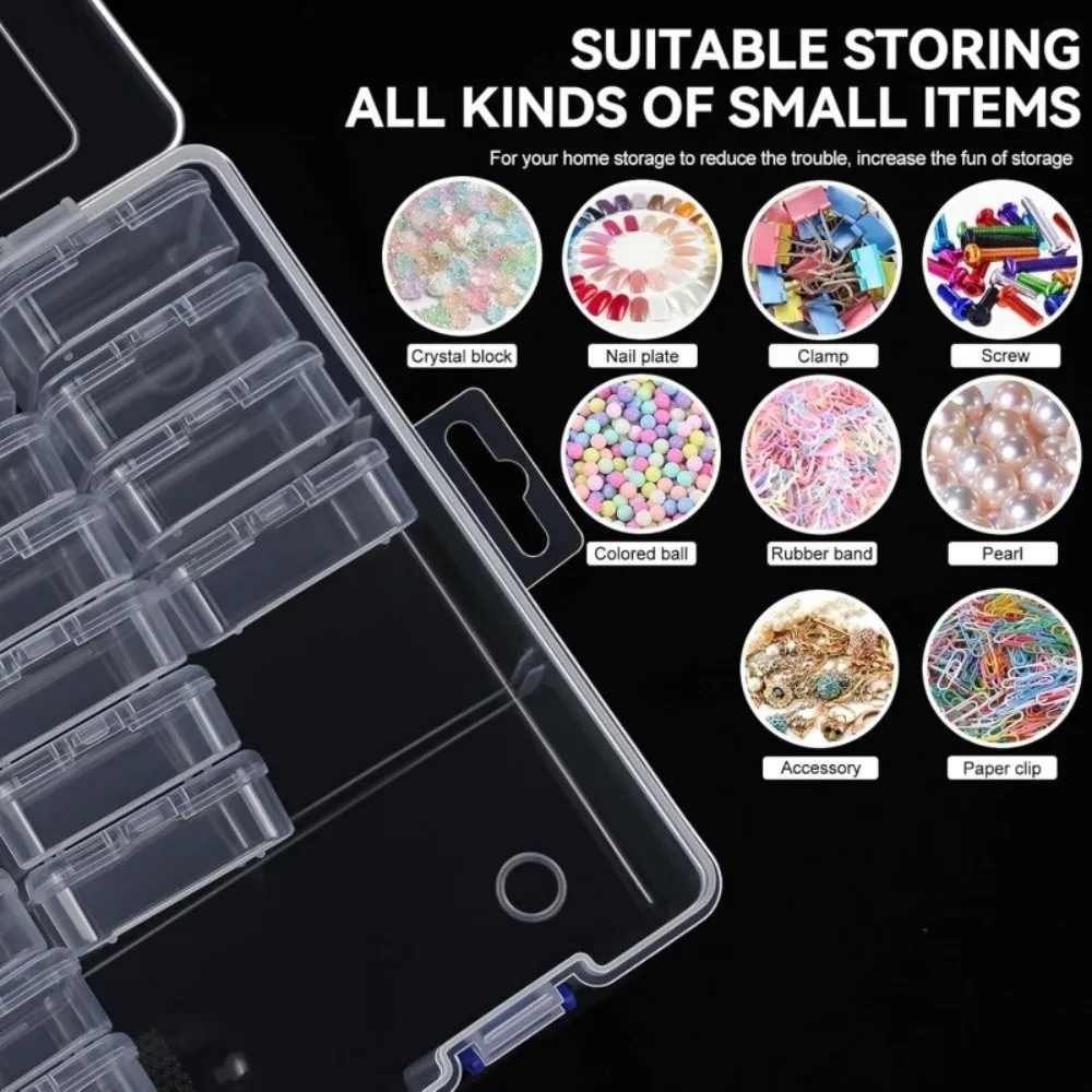 44 Compartments Plastic Storage Box with Dustproof Lid Transparent Hardware Parts Box Independent Compartments
