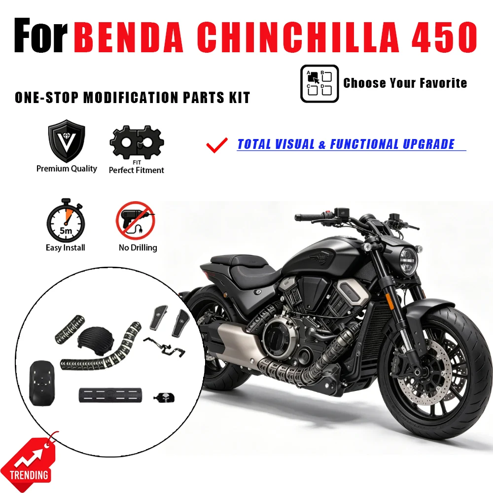 For Benda Chinchilla 450 Exhaust Heat Shield Shift Lever Footpeg Mudguard Clutch Cover Accesorios Moto Escape Guardabarros