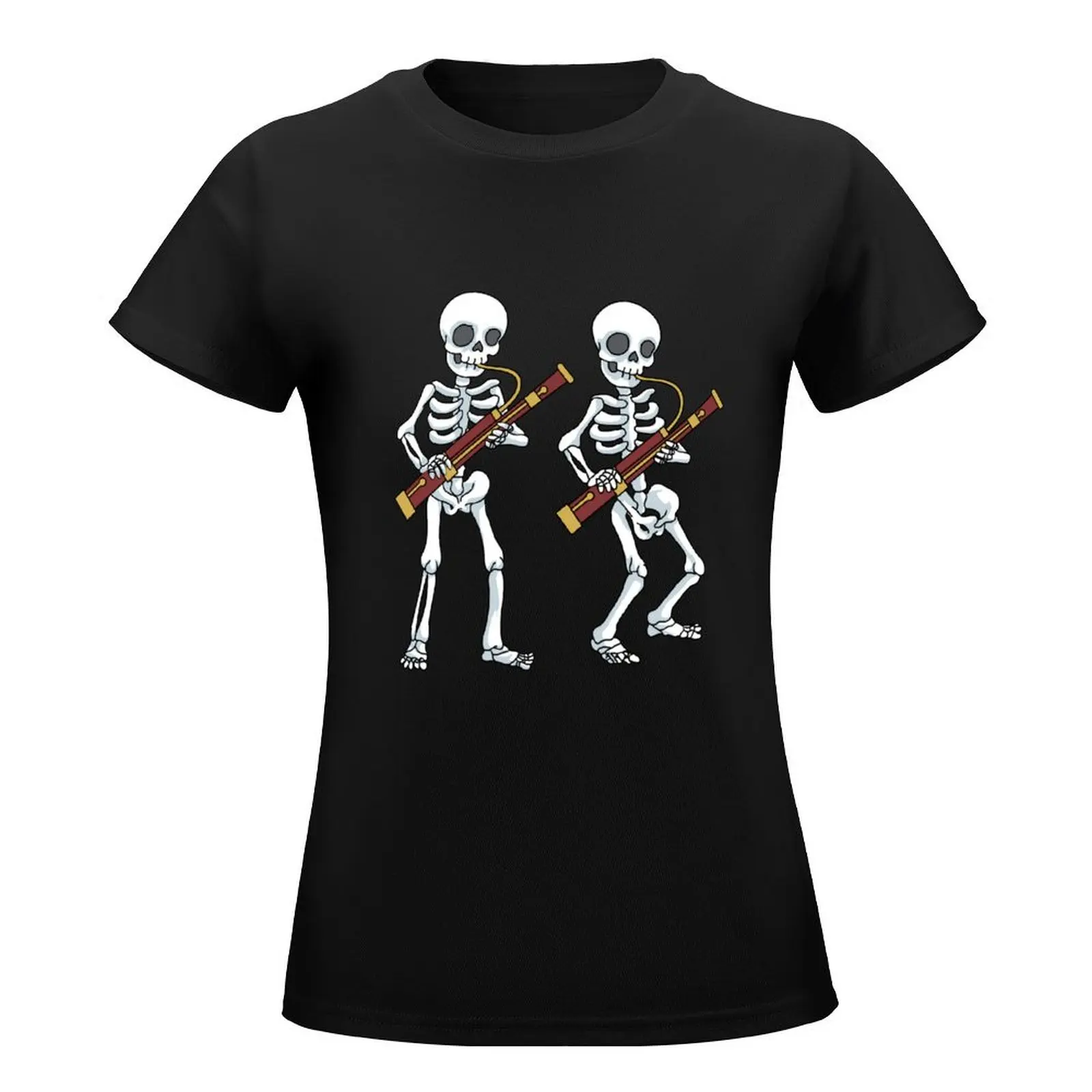 Skeleton Bassoon Band Player Bassoonist Reeds T-Shirt tops plus size tops t-shirt dress for Women long