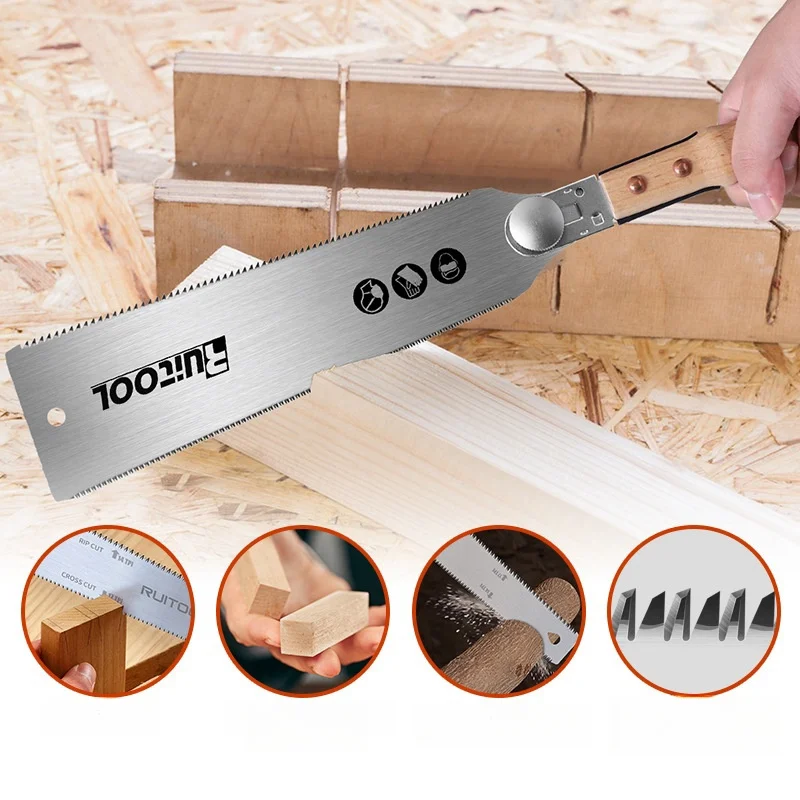 ALLSOME13/22 Inch Hand Saw SK-5 Steel Blade Flexible Wood Pull Saw Ergonomic Design Keyless Blade Change Perfect for woodworking