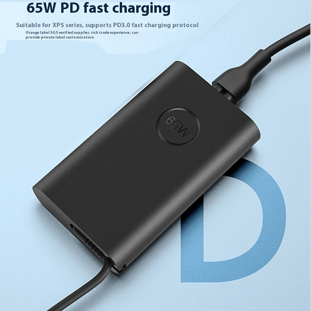 Cable de alimentación del cargador del adaptador del ordenador portátil USB tipo C de 65W para 7420 7370 7275 5285 5420 5520 7320 7410 7390 5290 5320 para Dell Latitude