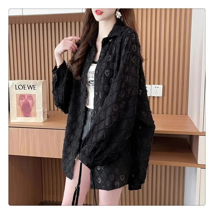 

Sunscreen Shirt Jacket for Women, Summer Fashion, Stylish Sequins, Niche Loose Design, Lantern Sleeve Shirt Jacket, Top