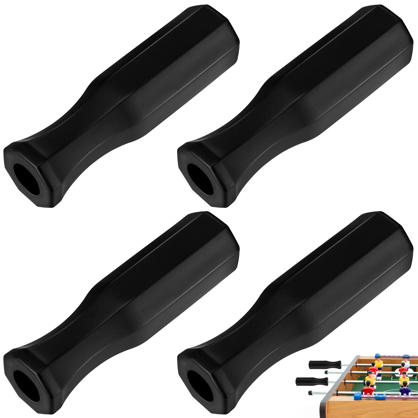 

4pcs Octagonal Foosball Handles Black Replacement Table Football Grips Plastic Foosball Accessories Machine Supplies