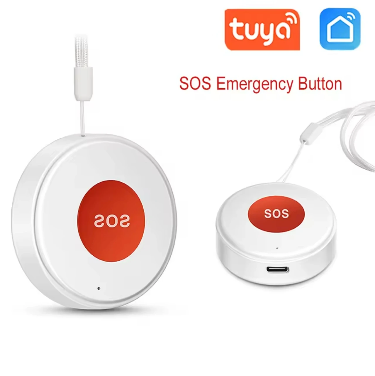 

Tuya WiFi SOS Button One Key Emergency Wireless Security Alarm Panic Devices For Elderly Kids Home Safety Smart Life APP Remote
