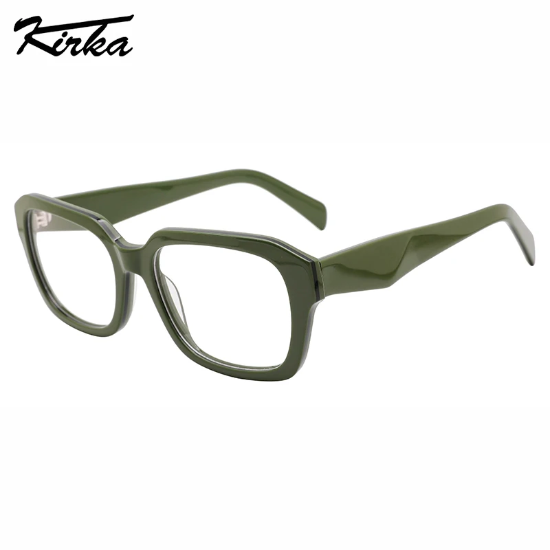 

Kirka Unisex Eyewear Acetate Rectangle Double Colors Thick Optical Frames Wide Hump Temples Myopia Lenses Glasses WD1485