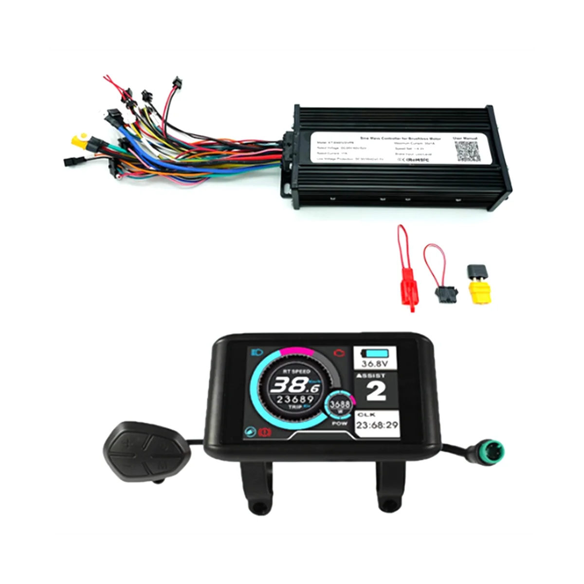 Controlador de bicicleta eléctrica de 48V, 52V, 60V, 72V, 1500W-3000W, 45A, 3 modos de onda sinusoidal con UKC-1 de pantalla LCD colorida