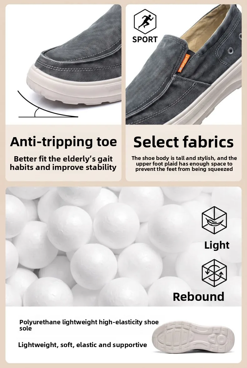 Herren-Slipper aus Canvas, atmungsaktive Loafer aus gewaschenem Denim, leichte, rutschfeste Schuhe zum Gehen, bequeme Alltagsschuhe für Herren. – Detail 3