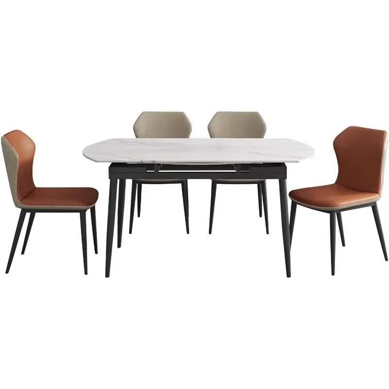 

Italian light luxury rock slab dining table folding retractable dining table modern simple household small apartment square