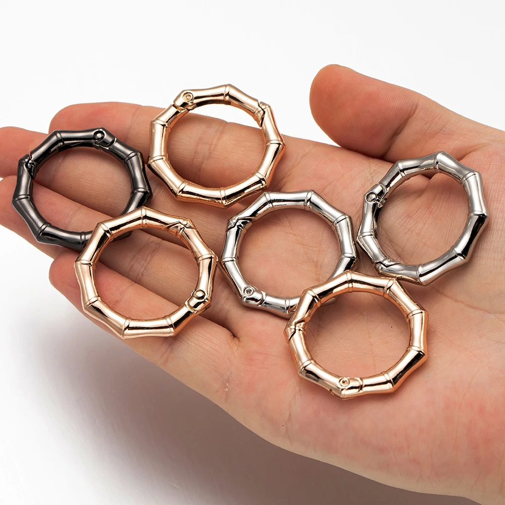 5pcs/Lot Metal Bamboo Spring Ring Round Key Buckles Clips Hooks Carabiner for DIY Connector Handbags Keychain Jewelry Accessory