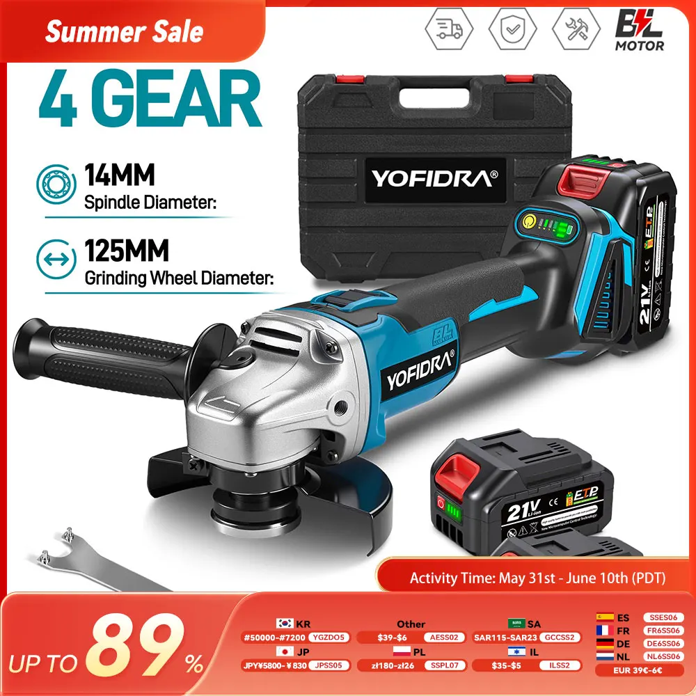 Meuleuse d'angle sans fil YOFIDRA 125 mm M14, machine de découpe, outils électriques pour batterie Makita 21 V