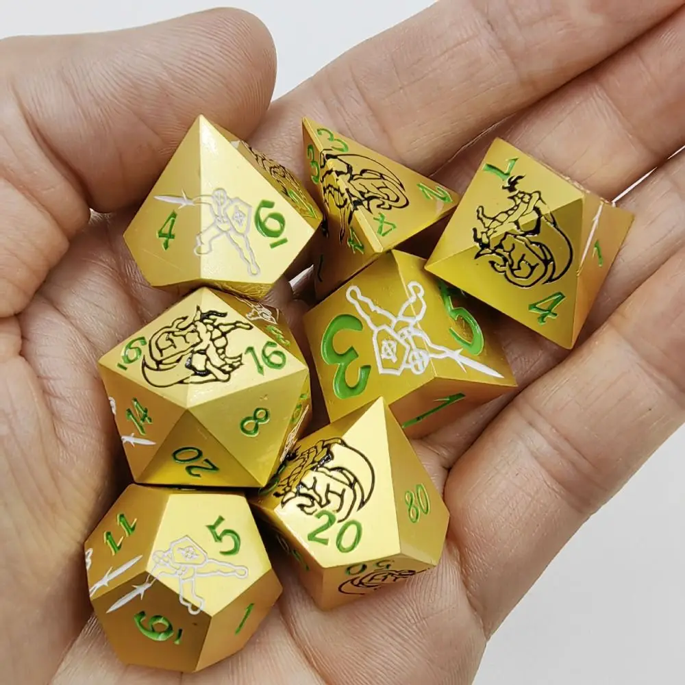 

7PCS Creative Zinc Alloy Metal Dice Set Colored Dragon Pattern Role Playing Dices Polyhedral DND Dice Set Game