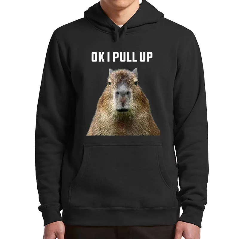 

Okay I Pull Up Capybara Hoodies Funny Meme Capybara Lovers Gift Men Women Pullovers Casual Unisex Oversize Hooded Sweatshirt