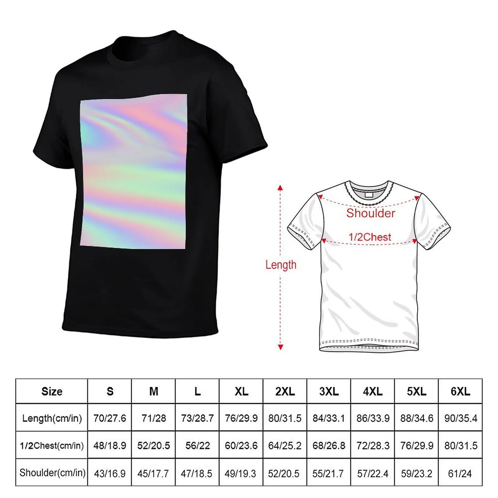 Hologram Shimmering Texture Sunrise T-Shirt Basic Short Sleeve Cotton Blend T-Shirt