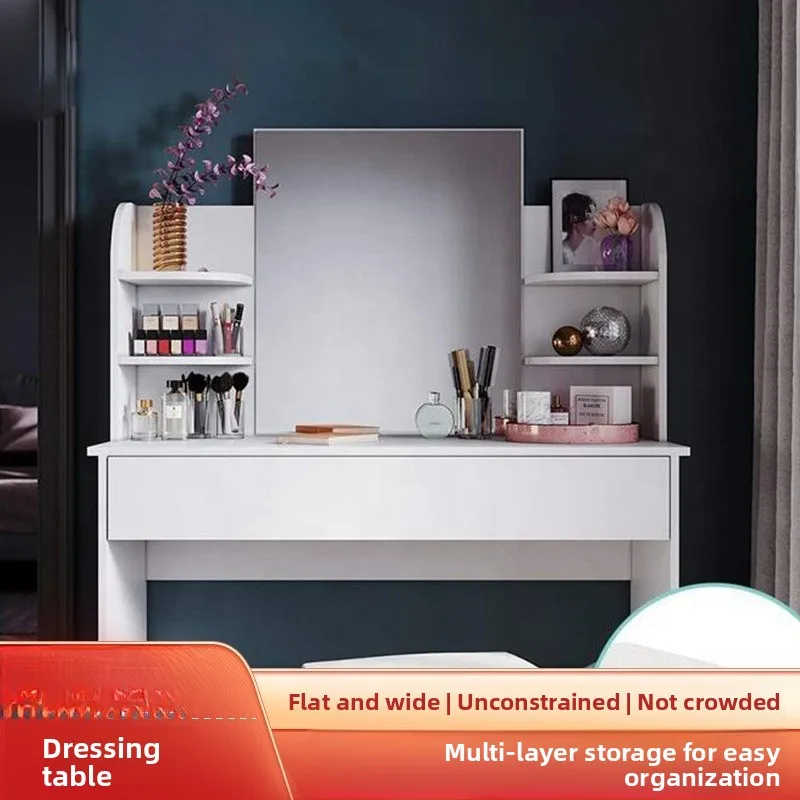 طاولة زينة مصنوعة من مادة خشبية، مقعد مرآة، ضوء ED، طاولة زينة قابلة للتعديل، كبيرة
