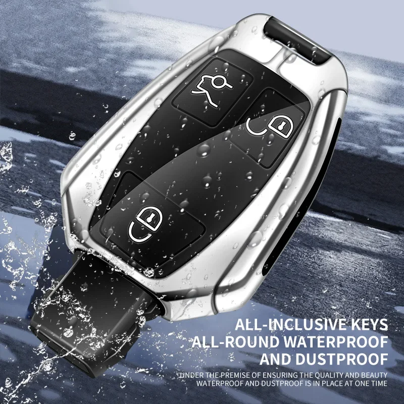 Zinc Alloy Car Flip Key Case Cover For Mercedes Benz A B C S Class AMG GLA CLA GLC W176 W221 W204 W205 Leather Shell Fob Holder