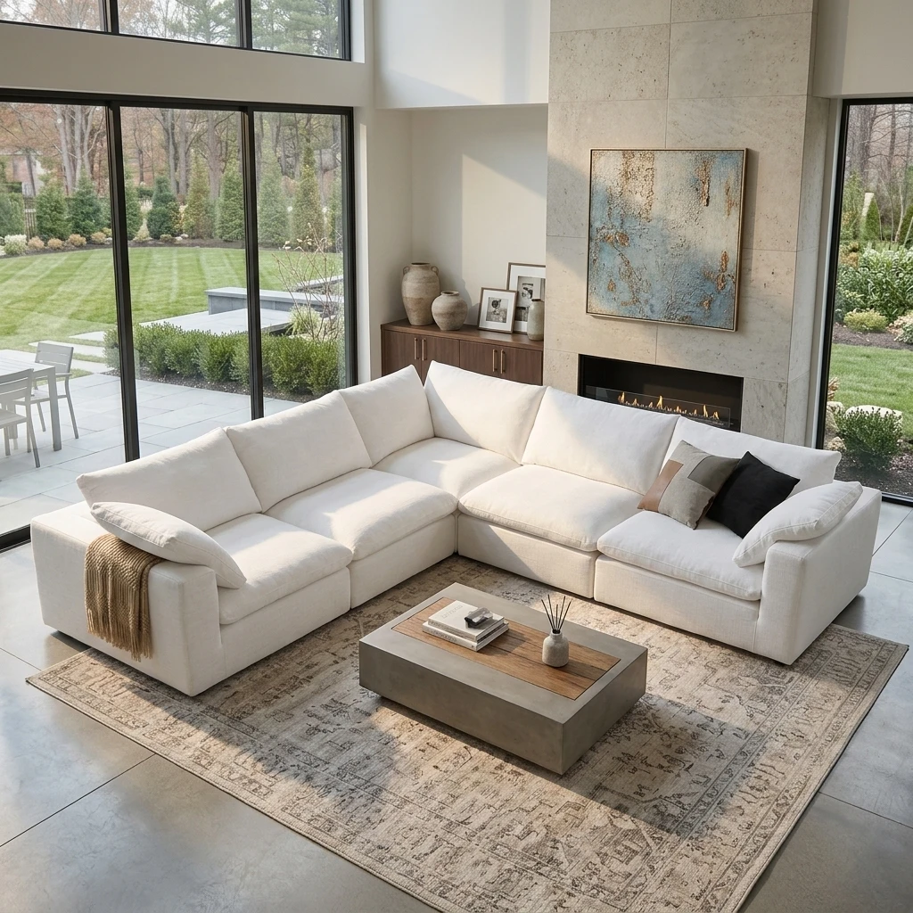 Wholesale Flexible Combination Modular Compressed Cloud Sofa Custom Fabric Living Room Apartment Villa