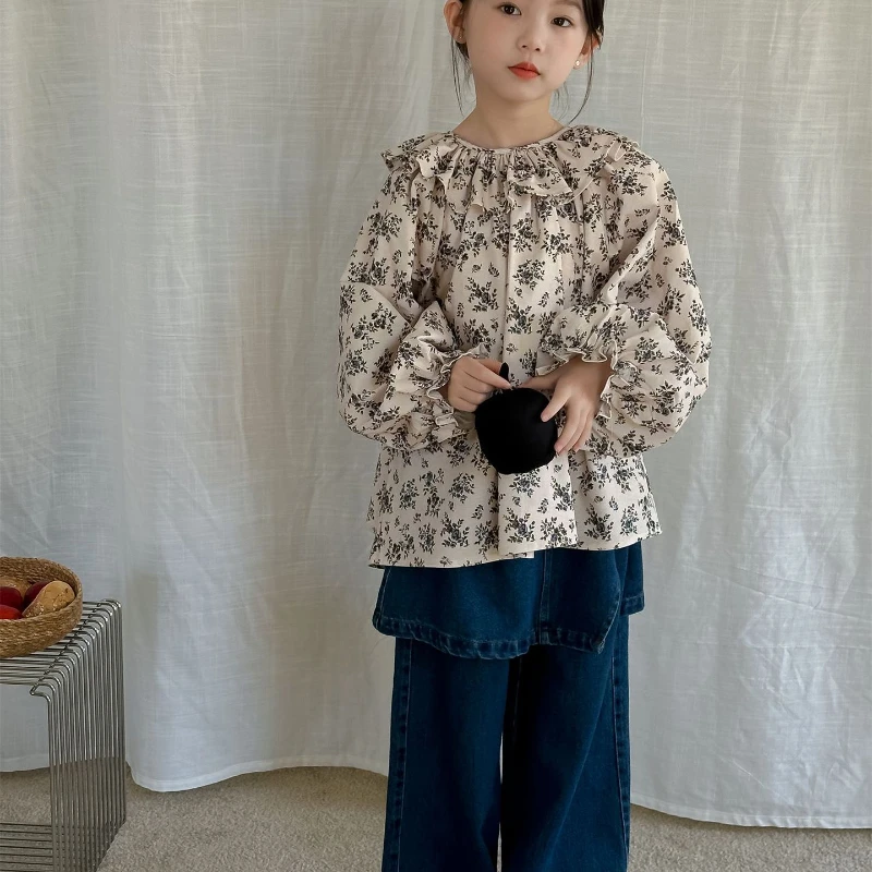 Pantalones vaqueros para niña, falda falsa de dos piezas, versión coreana, versátil, a la moda, novedad de otoño, 2024