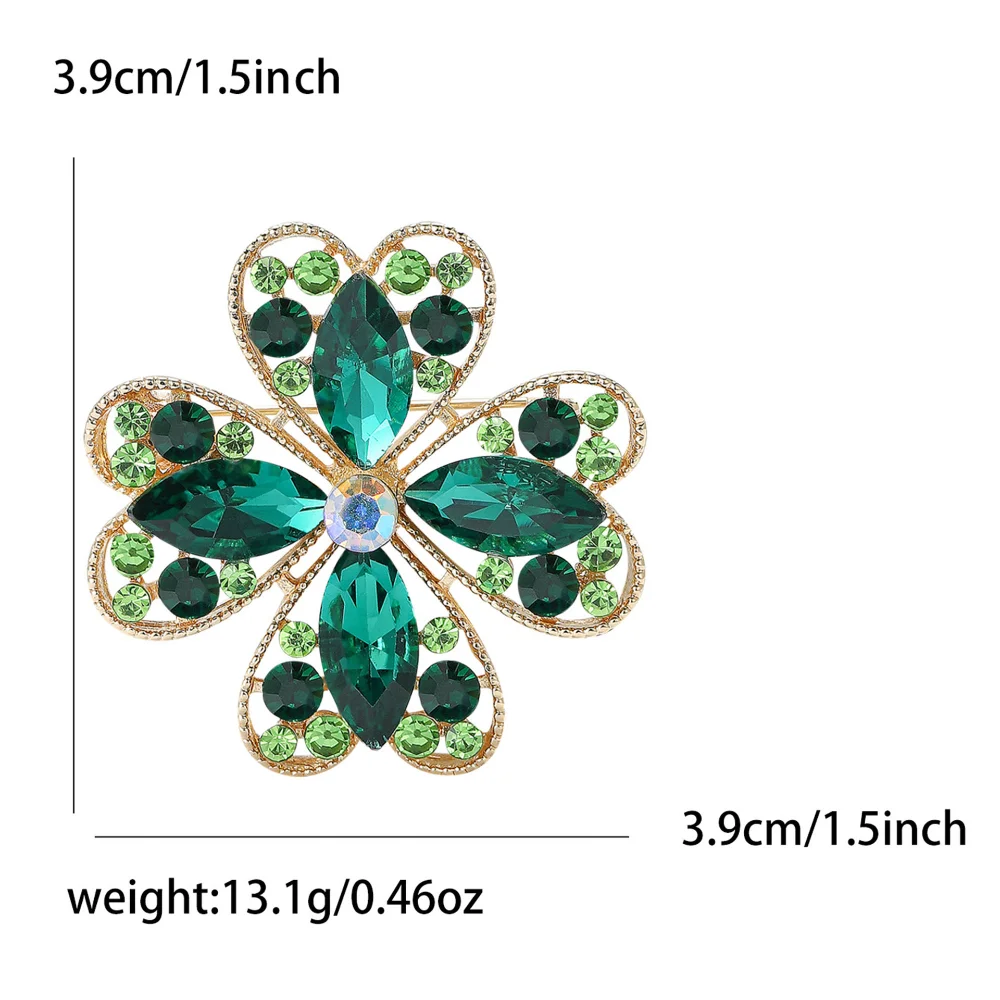 Vintage Colored Diamond Five Petal Flower Brooch Alloy Hollow Diamond Inlay Craft Pin Accessories Coat Suit Versatile Accessory