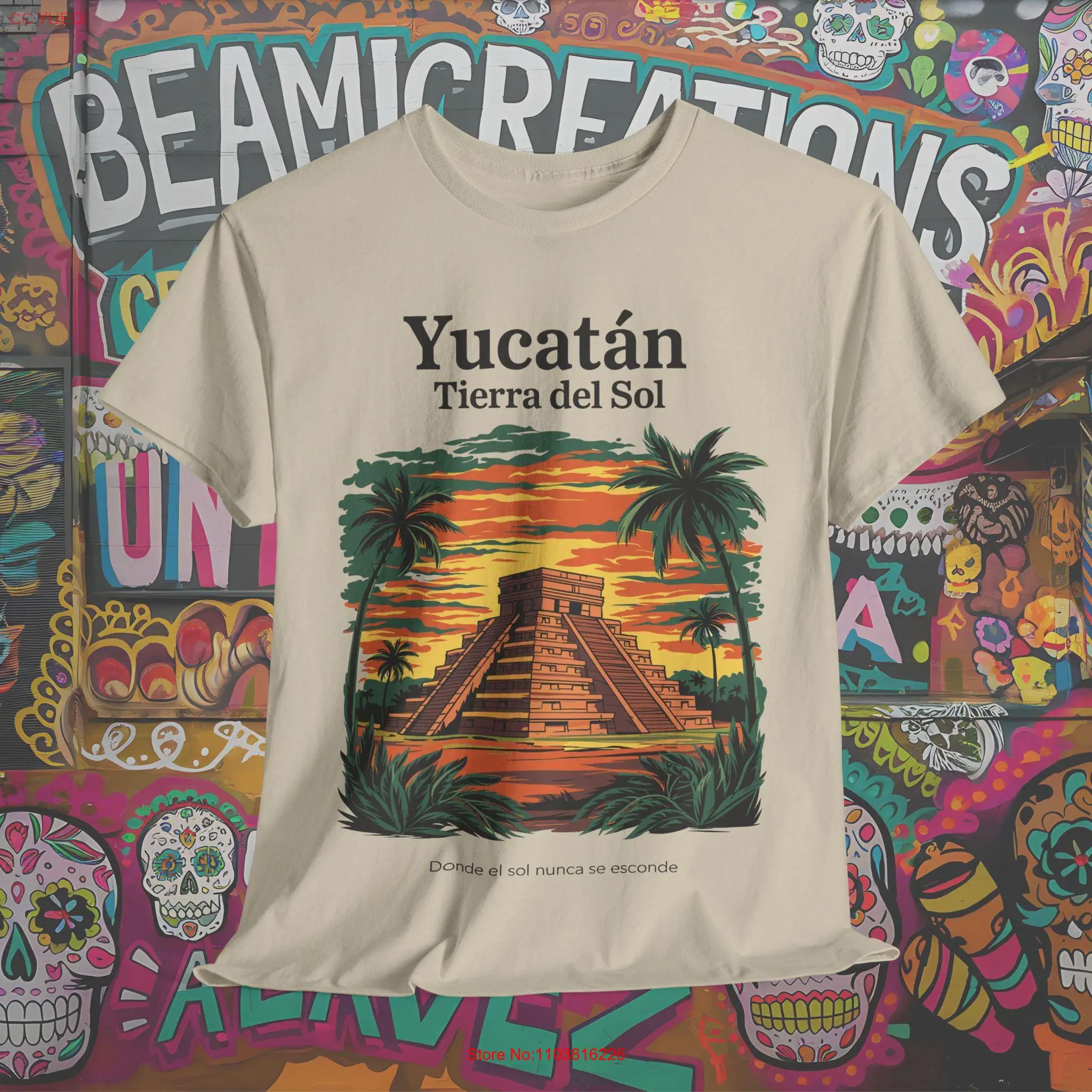 Футболка Yucatán Tierra del Sol Chichen Itza Sunset Design Мексиканская культура Винтаж Идеально подходит для путешественников и любителей истории