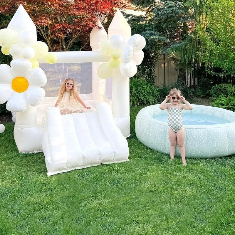 Oxford Mini White Bounce House Inflatable Bouncy House Castles With Blower For Kids Jumping Indoor Outdoor Halloween Christmas