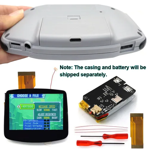Kits de baterías recargables GBA V5 con pantalla prelaminada IPS LCD TYPE-C1800mah con nuevas carcasas, menú FRM OSD para Gameboy Advance