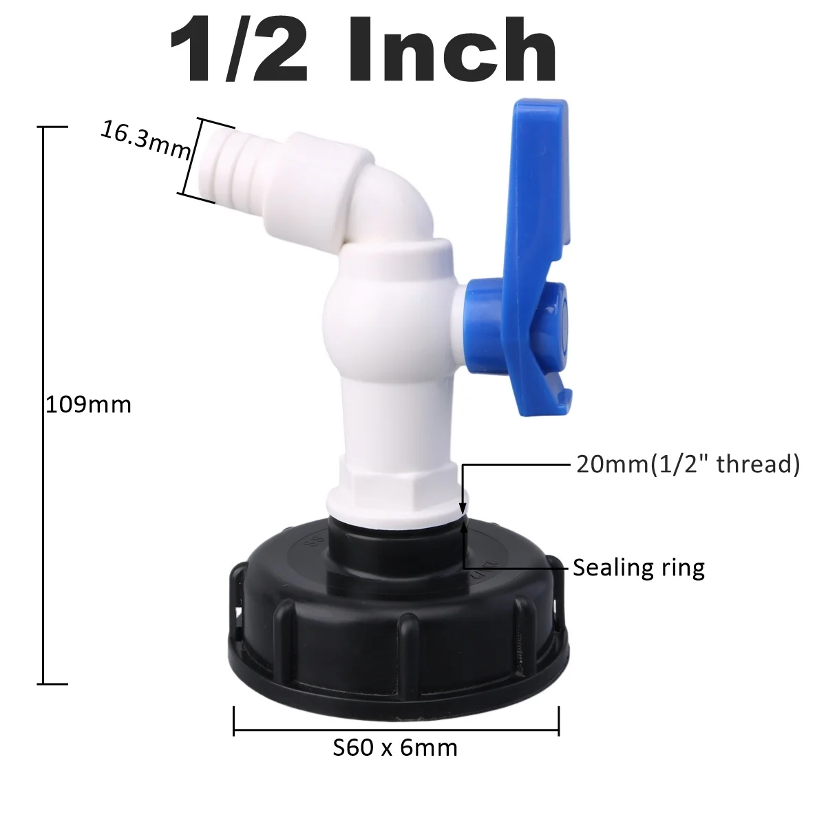IBC Tank Adapter with Faucet, 1/2