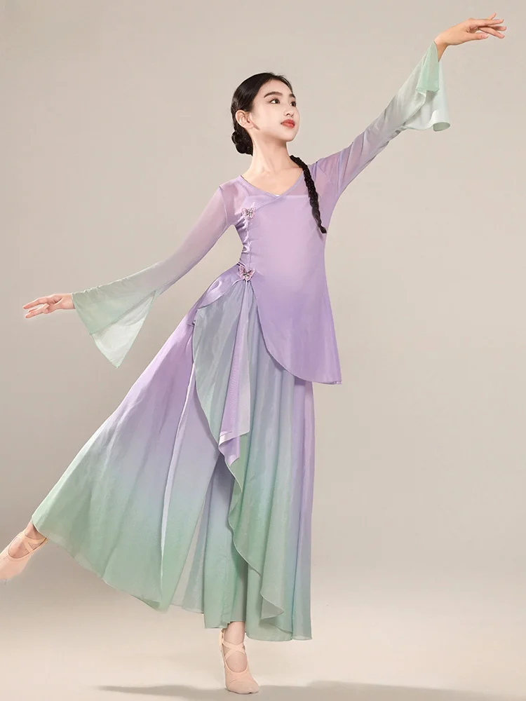 

Костюм для классических танцев Ele для девочек, легкий, с вуалью, для тренировок, традиционный ханьфу