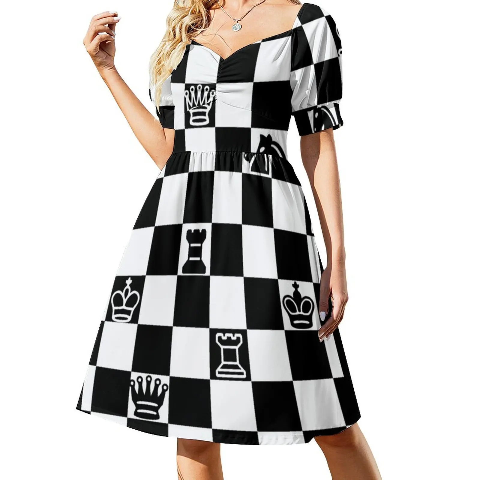 

Chess Short Sleeved Dress clothes for women Dress women party dresses women Woman clothes Dress