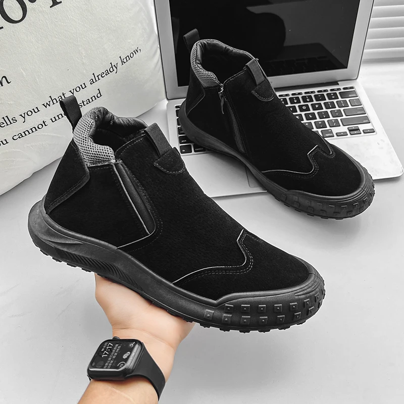 Men\'s Shoes Autumn High Cut British Style One Foot Anti Slip And Wear-resistant Short Boots Construction Site Work Casual Shoes