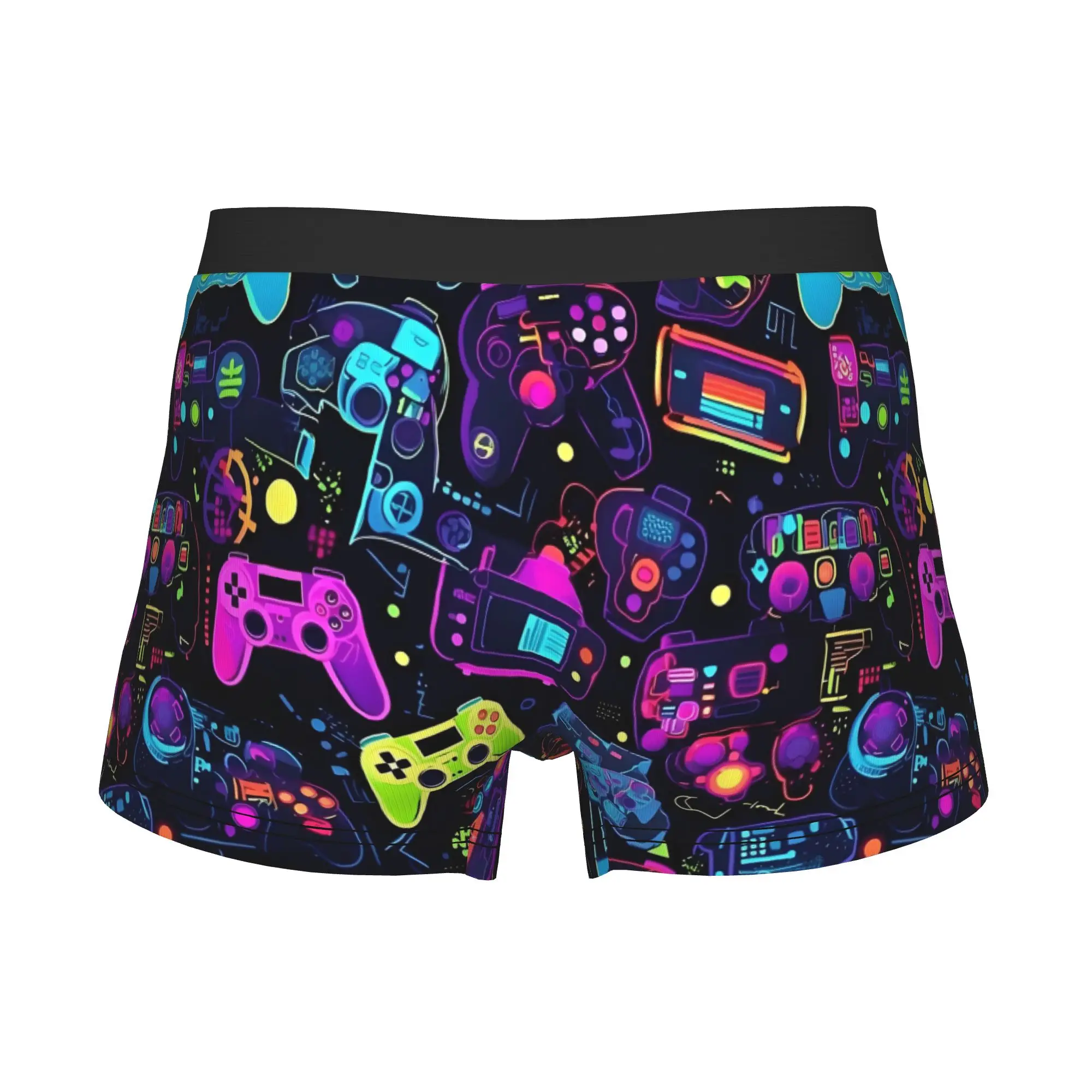 Neon Gamer Controller Underwear Men Printed Electric Game Gamepad Boxer Briefs Shorts Panties Soft Underpants
