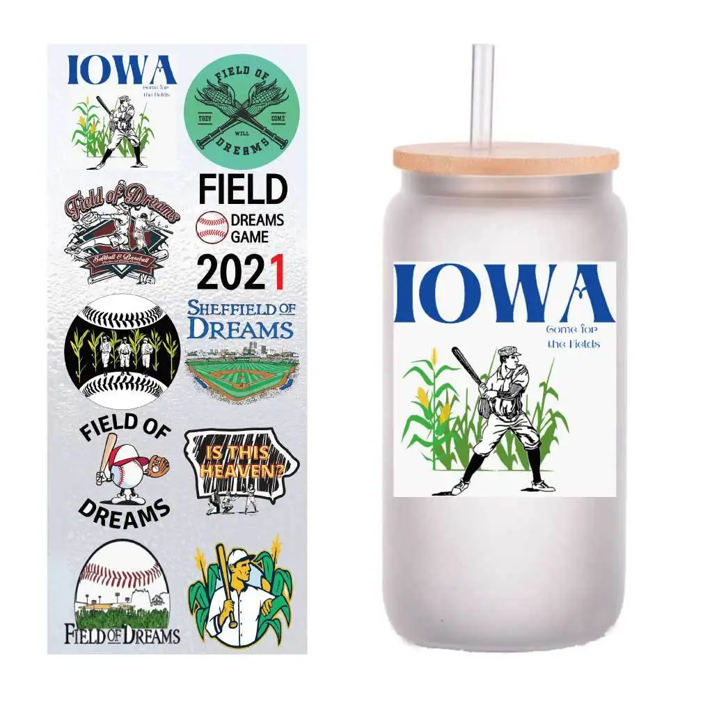 

10 sheets of four-inch ball baseball sports UV transfer stickers, crystal labels, glass glass stickers, customized