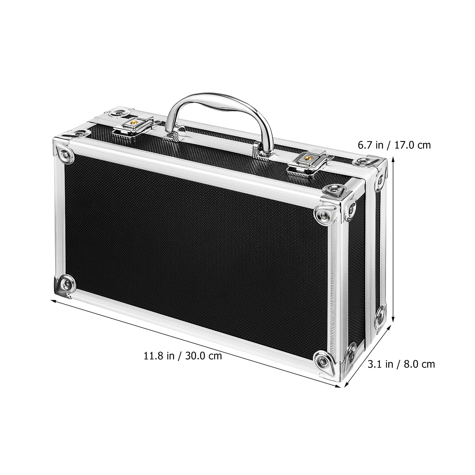 Caja de herramientas de aleación de aluminio con cerradura, contenedores de almacenamiento negros, Maleta portátil grande para instrumentos de viaje