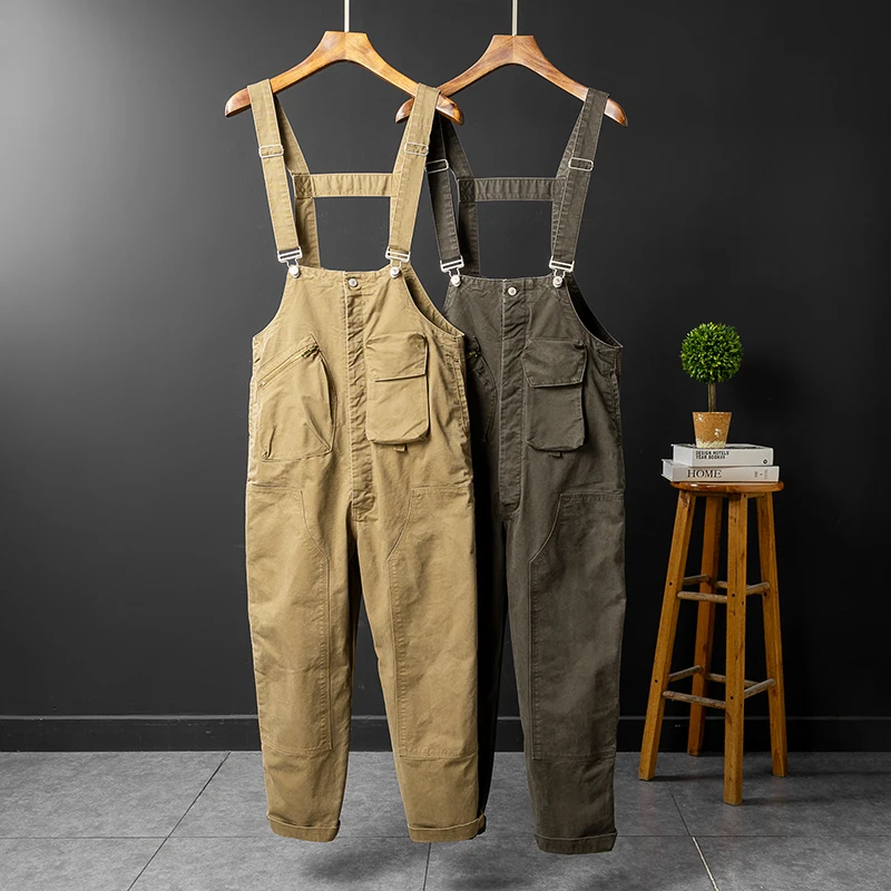 

Спецодежда в стиле ретро, комбинезоны, мужские модные брендовые прямые повседневные брюки с несколькими карманами, мужские брюки, длинные брюки с поясом