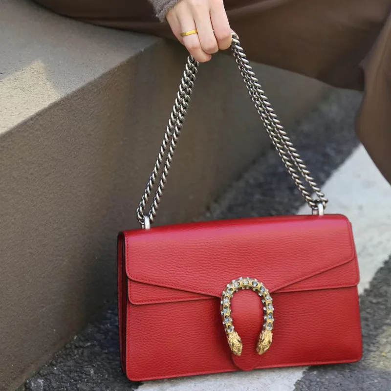 حقيبة صغيرة من الجلد بإبزيم ماسي Woc بسلسلة كتف واحدة تحت الإبط باللون الأسود والأبيض والأخضر للتصفيف اليومي #3