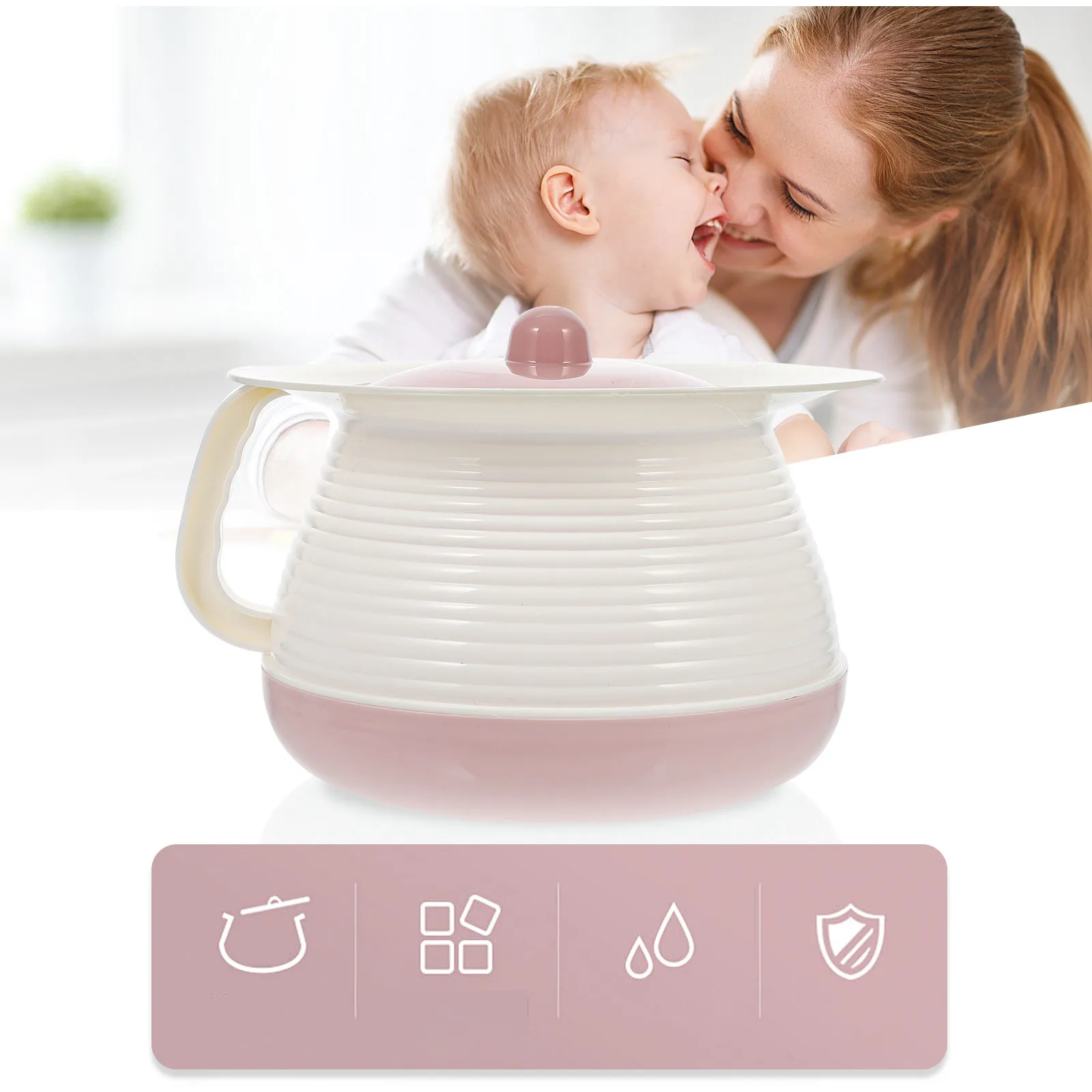 

1 шт. Премиальный пластиковый судно-писсуар с крышкой для пожилых людей, утолщенный портативный прикроватный горшок с ручкой, домашний ведро для мочи для пожилых и детей