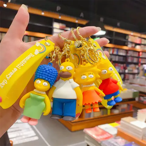 Cartoon The Simpsons Keychain Lisa Bart Homer J. Simpson Keyring Backpack Creative Car Key Chain Accessorie Toys Christmas Gifts