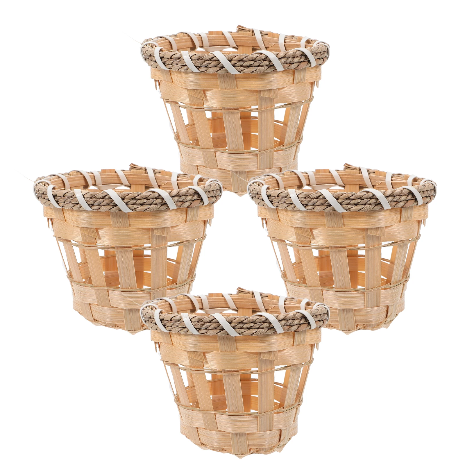

4pcs String Light Woven Cover Lampshade Woven Mini Lamp Shades Small Light Cover Table Office Dollhouse Accessories