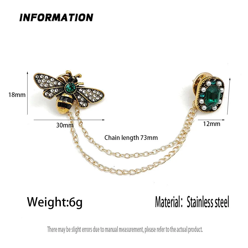 Fashionable bee zircon brooch, anti-exposure pin for women, metal button to fix clothes, wedding party gift