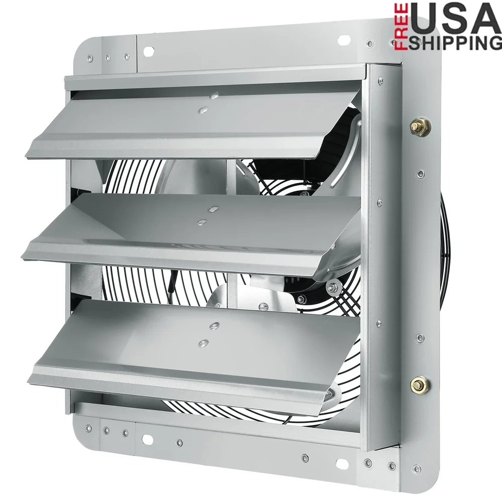 

12 Inch Shutter Exhaust Fan Wall Mounted Heavy Duty Fan 1000 CFM Airflow Garage Attic Ventilation Dust Odor Removal