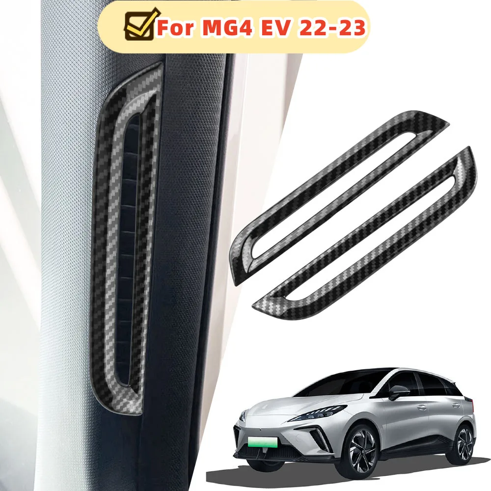 Stickers for MG4 EV 2022 2023 2024 LHD Car Front AC Outlet Cover Sticker Carbon Fiber Air Conditioning Trim Accessories