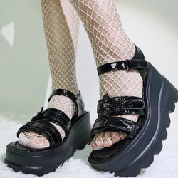 INS Brand Heart Buckle Peep Toe Women's Sandals Punk Goth Platform Shoes Fashion Cool Casual Comfy Leisure Summer