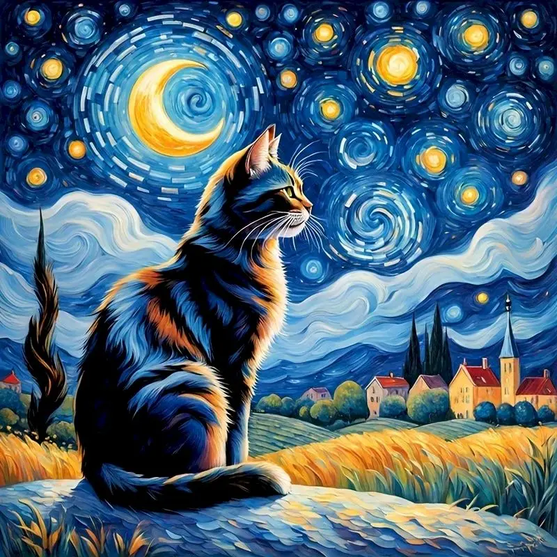 

RUOPOTY Cat Diamond Painting Kits Handmade Diy Crafts Animal Full Round/Square Abstract Diy Crafts Art Supplies