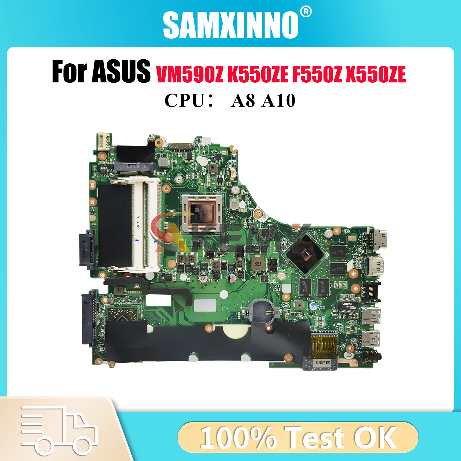 

X550ZE Laptop Motherboard For ASUS VivoBook K550ZE A555Z K555Z VM590Z F550ZE X550ZE X550Z A550ZE Mainboard With A8 A10 CPU stk