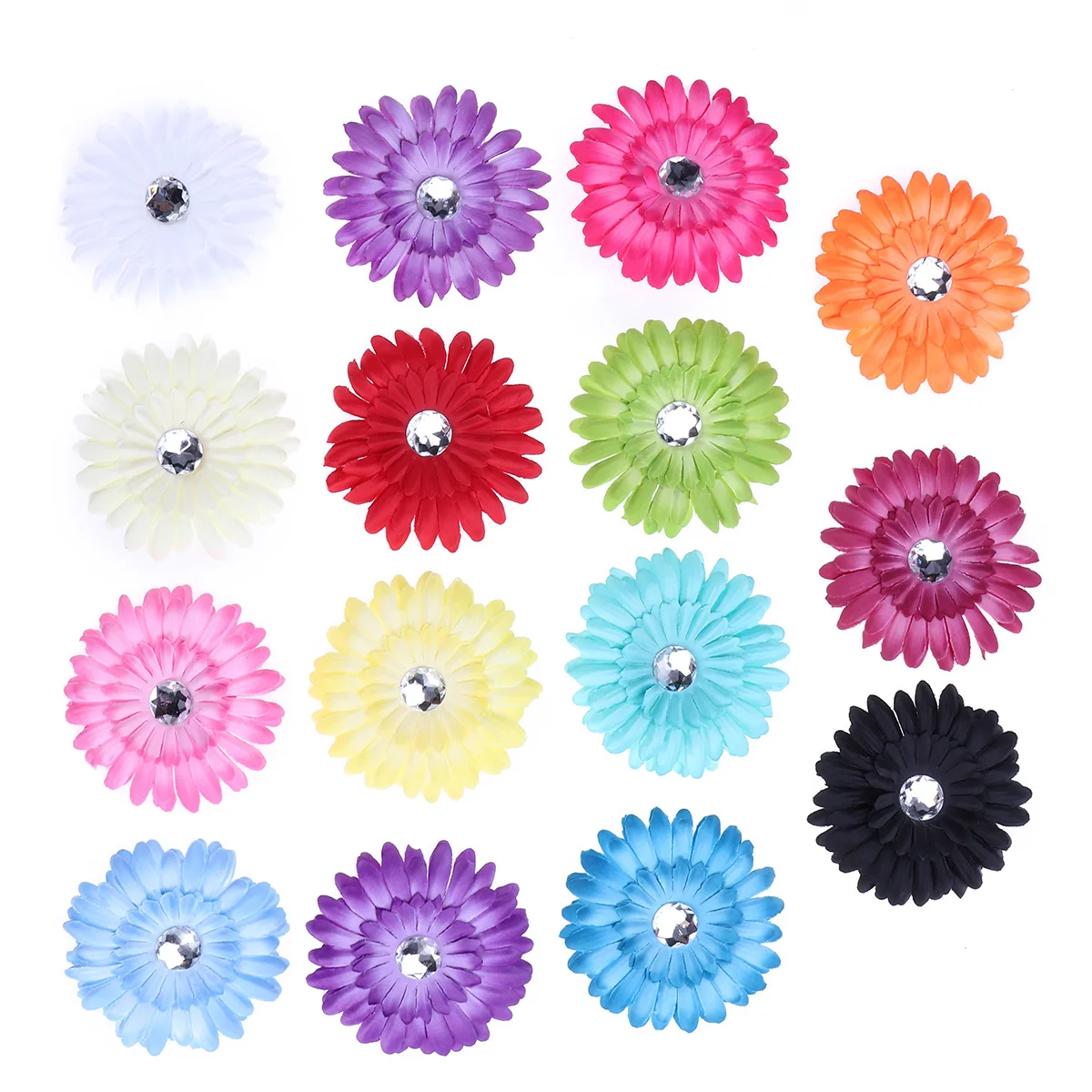 

15Pcs Daisy Flower Crystal Hair Clips Assorted Color Simple Hairpins for Girls Party Decoration Flower Hair Pin