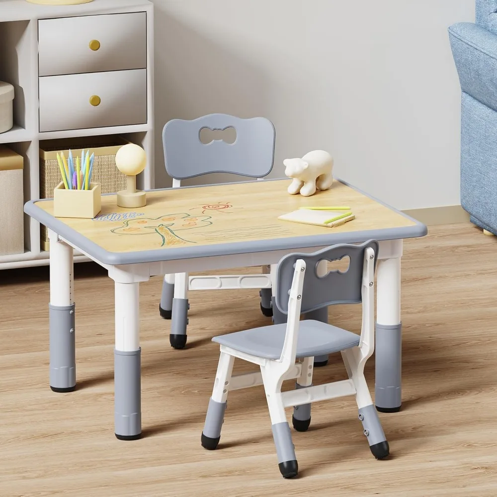 Children Table Multi-Activity, Height Adjustable Toddler Table and Chair Set Graffiti Desktop, 31.5 x 23.6 x 23.6 inches Table