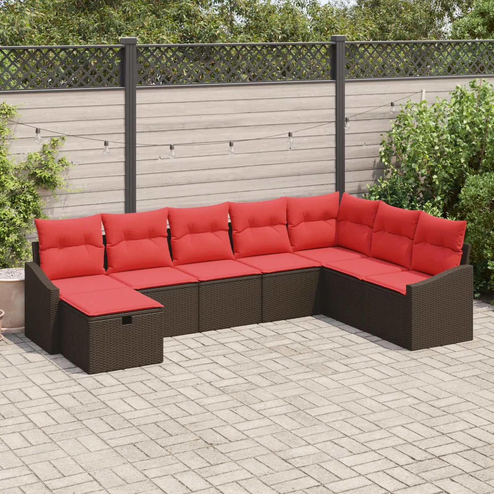 

Cozy 8 Piece Brown Poly Rattan Garden Sofa Set with Cushions Outdoor Furniture
