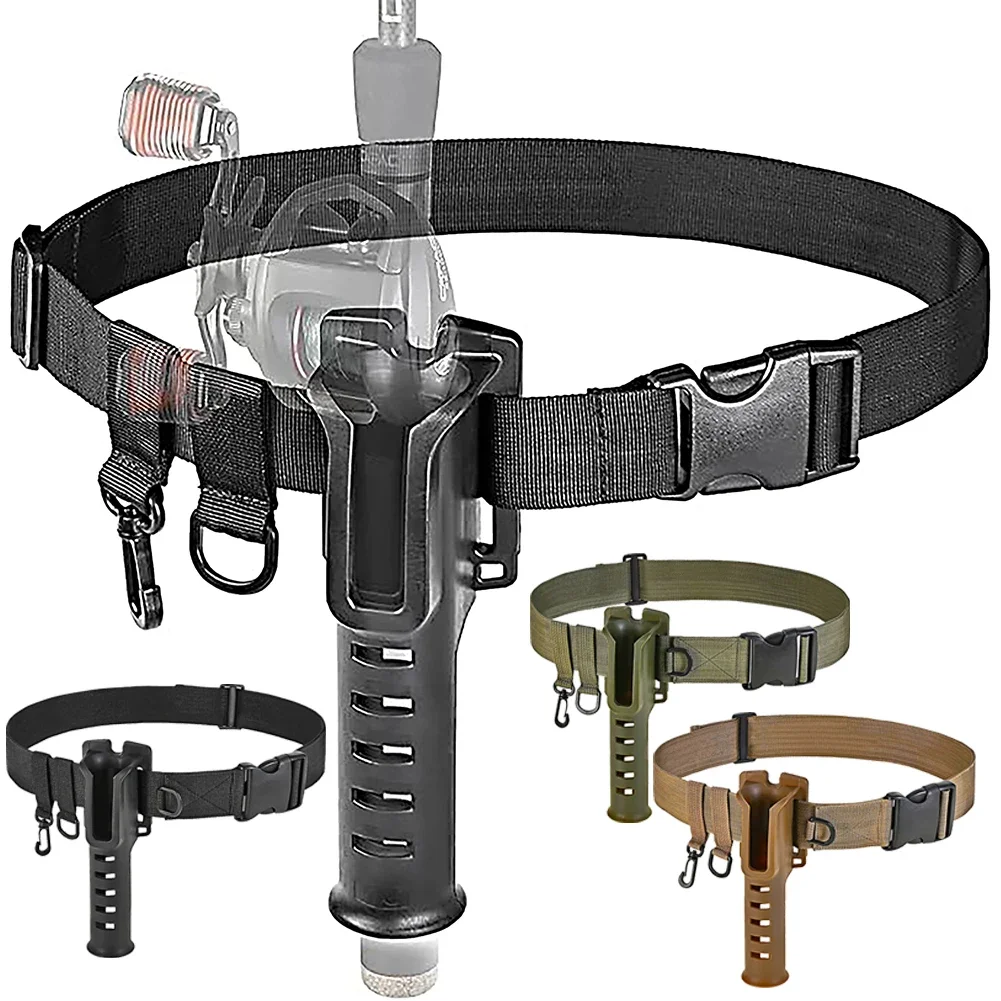 Fishing Waist Belt Rod Holder Adjustable Portable Pole Inserter Fishing Rod Holder Belt for Spinning Casting Fly Fishing