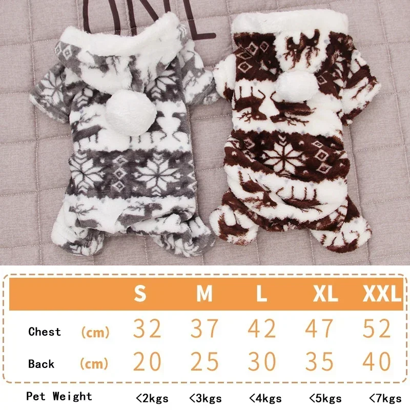 Dog Winter Clothes for Small Dogs Keep Warm Dog Clothes Pet Christmas Clothing Elk Print Dog Clothes Coral Velvet Four Colors