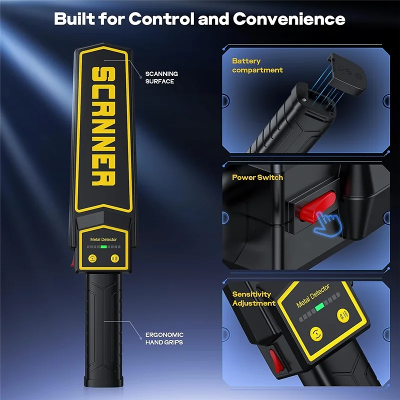 ABJN-高感度充電式ハンドヘルド金属探知機ワンドポータブルセキュリティファインダースキャナー